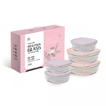 스퀘어 에코팩 글라스 밀폐용기 (대) 혼합 5조 #2