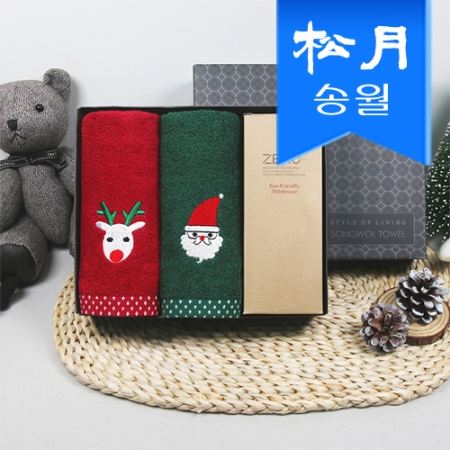 송월 스페셜 기프트세트(크리스마스 프렌즈 타올 130g 2p + 퓨어 마카롱 텀블러 300ml) #2