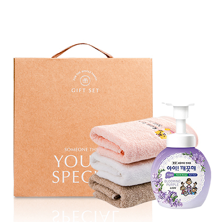 라라낭만 호텔타올 150, 170g + 아이깨끗해 핸드워시 블루밍 퍼플향 세트. 수건 선물세트 #3