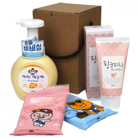 아이깨끗해 핸드워시 용기 250ml+ 핸드에센스 카카오 물티슈 10매 2개+과일나라 핸드에센스 80g 선물세트 #2