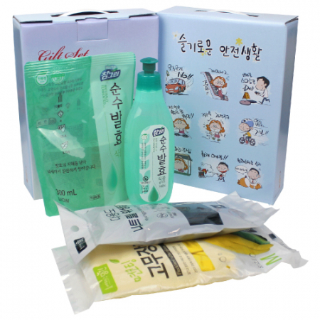 참그린곡물 주방세제 용기 300g+참그린곡물 주방세제 리필 300ml+면코팅 고무장갑+니트릴 장갑 10매 #2
