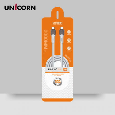 유니콘 USB C to C타입 100W 초고속 2.0 충전 데이터 케이블 PLC-2M100W #6