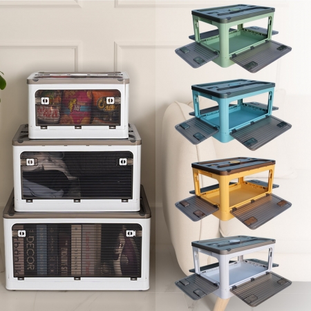 4도어 의류 폴딩 박스, 밀리어스 5면 개방 반투명 리빙박스 플라스틱 의류 보관 다용도 수납 정리함 폴딩박스 #2