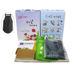 앞치마 고무장갑 (오버핏) + 속장갑 + 위생장갑 50매 +수세미 세트