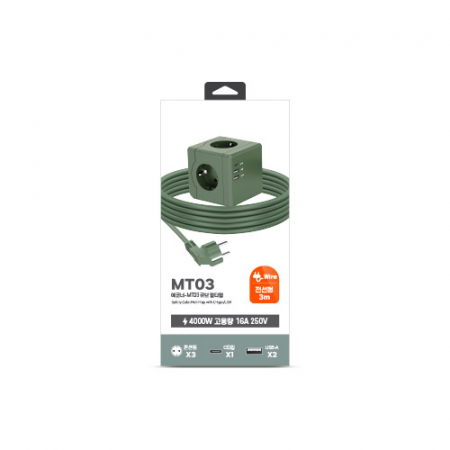에코너 MT03 큐브 멀티탭 전선형 3m (3구/C타입/USB) #9
