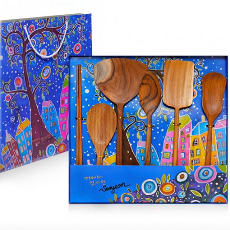 양서연작가 콜라보 티크나무 원목키친툴 주방기구 6종세트 #2