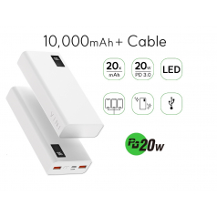 슬림 핏 200W 10,000mAh 고속 보조배터리, 20W 3대 동시충전 고속배터리 PD3.0 슬림피트 10000mah 보조배터리+케이블 SPE-PA10DPQ