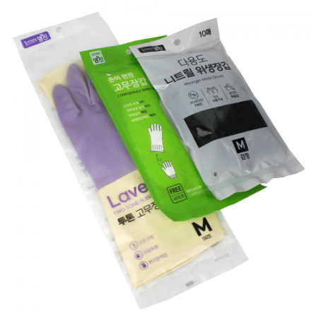 니트릴 장갑 10매+투톤 고무장갑+속장갑 3종세트 #2