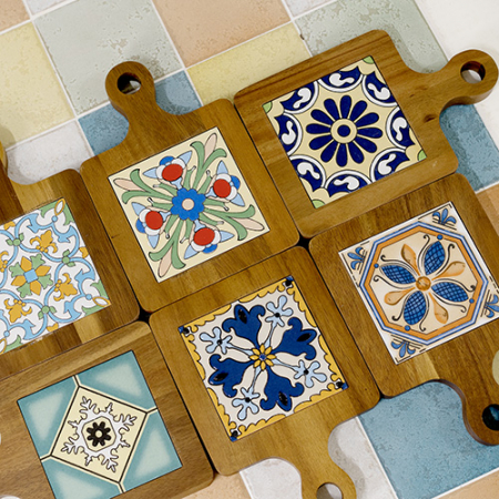 북유럽 우드 타일 냄비 받침 #2