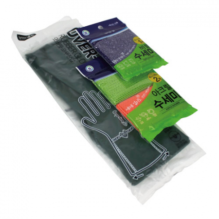 오버핏 고무장갑+크린랩 아크릴수세미+크린랩 버블수세미 세트 #2