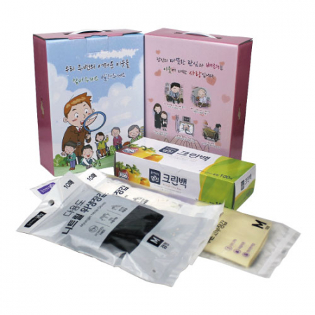 투톤 고무장갑+니트릴 장갑 블랙(10매), 화이트 (10매)+크린백 100매 세트(어려운이웃) #2