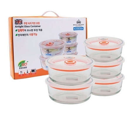 로얄 원형 유리 밀폐용기 500ml*2p, 전자렌지 사용 가능한 반찬통, 보험 행사 답례품 사은품 판촉물 #2