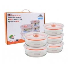 로얄 원형 유리 밀폐용기 500ml*2p, 전자렌지 사용 가능한 반찬통, 보험 행사 답례품 사은품 판촉물