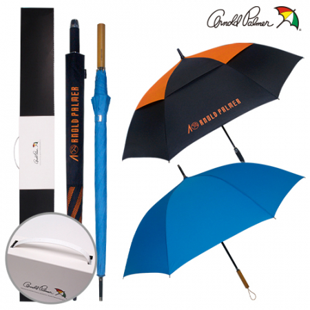 아놀드파마 75자동 이중 방풍 블랙 오렌지 우산 + 70자동 솔리드 칼라 원목 손잡이 장우산세트 #2