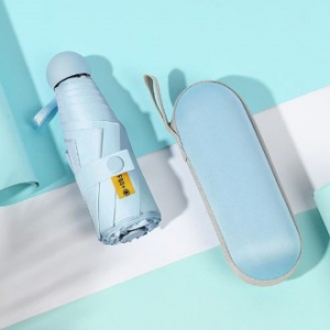 마카롱 5단 캡슐 파우치 양우산, 초경량 우양산, 암막양산, 자외선차단 // 케이스O