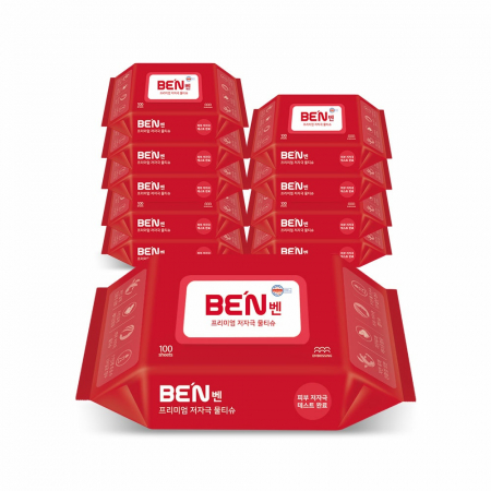벤 초순수 저자극 엠보싱 물티슈 레드 캡형 100매 55gsm #2