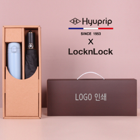 협립 울트라고밀도 30데니어 레자손 완전 3단 60 자동 우산 + 락앤락 슬림핏 원터치 400ml 텀블러세트 #2