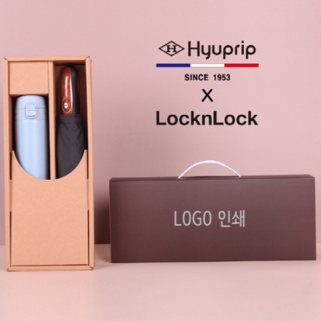 협립 울트라고밀도 30데니어 특대 완전 3단 70 자동 우산 + 락앤락 슬림핏원터치 400ml 텀블러세트 #2