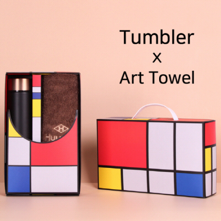 아트세트 로나 이중진공 500ml 텀블러 + 협립 호텔 코마 40수 180 세면타올 세트 #2