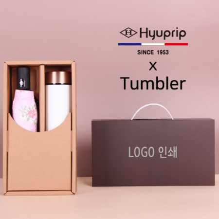 협립 3단 암막6K 플라워즈 미니 완전자동 양우산+로나 이중진공 500ml 텀블러세트 #2