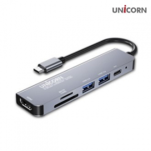 유니콘 C타입 6in1 HDMI 미러링 멀티허브 PD100W 충전 TH-601C