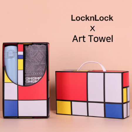 아트세트 락앤락 슬림핏원터치 400ml 텀블러 + 미켈란젤로 마시멜로 세면타올 세트 #2