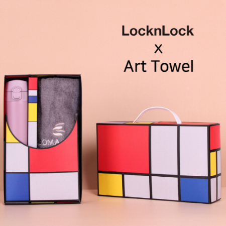 아트세트 락앤락 슬림핏 원터치 400ml 텀블러 + 코마클럽 코튼솔리드 세면타올 세트 #2