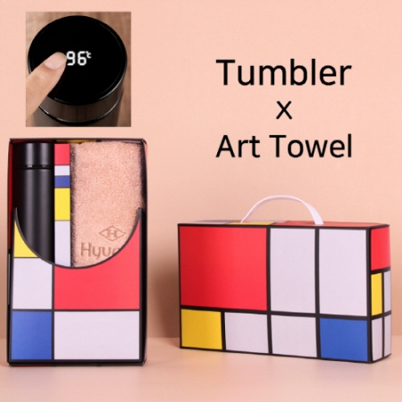 아트세트 스마트온도계 500ml 텀블러 + 협립 호텔 코마 40수 180 세면타올 세트 #2