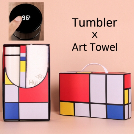 아트세트 스마트온도계 500ml 텀블러 + 협립 호텔 코마 170 세면타올 세트 #2