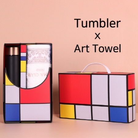 아트세트 로나 이중진공 500ml 텀블러 + 코마 노블 세면타올 세트 #2