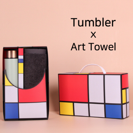 아트세트 로나 이중진공 500ml 텀블러 + 코마 40수 호텔 200 세면타올 세트 #2