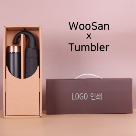 가르시아 3단 블랙 곡자손 완전 자동우산+로나 이중진공 500ml 텀블러세트 #2