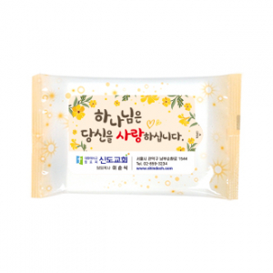 홍보 물티슈 파스텔노랑 10매