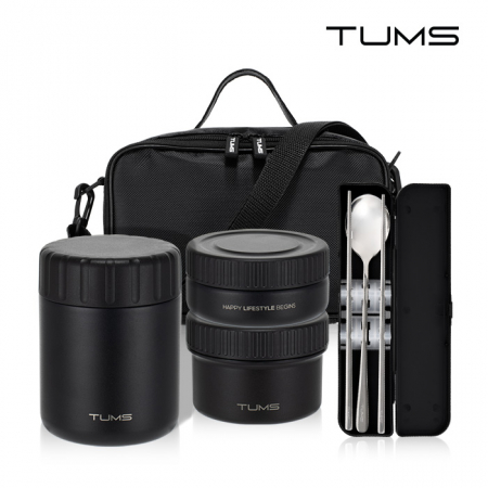 텀스 스텐+플라스틱 2in1 보온도시락 세트 5P (400+250+210ml+수저세트+가방) #2