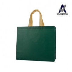 세븐몰 단색 코팅 부직포 가방 그린 [소]31x28x11cm