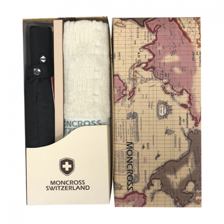 몽크로스 3단 전자동 솔리드 우산 + 몽크로스 바코드 타올 1P 세트 #2