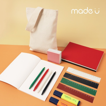 메이드유 에브리데이 웰컴키트 에코백 E타입 세트/ 기성 노트 볼펜 가방 메모포스트잇 자 형광펜 #3
