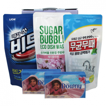 비트 액체세탁세제+슈가버블 친환경 주방세제 리필+무균무때 욕실용세정제+다우니 섬유유연제 세트 #2