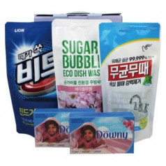 비트 액체세탁세제+슈가버블 친환경 주방세제 리필+무균무때 욕실용세정제+다우니 섬유유연제 세트