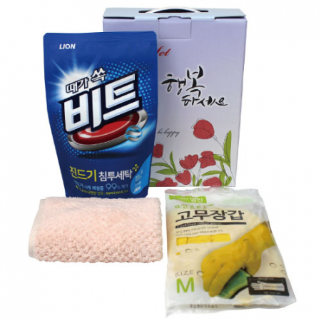 비트 액체 세탁세제+면코팅 고무장갑+주방고리 핸드타올 3종 #2