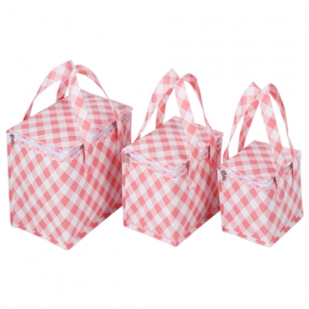 체크무늬 보냉가방(핑크) #3