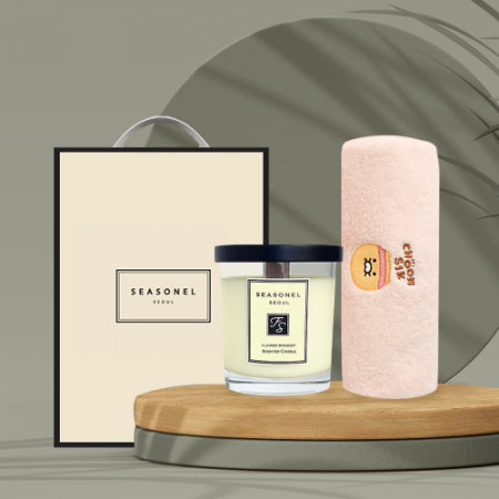 시즈넬 선물세트 프리미엄 소이캔들 220g+카카오 코마사 40수 타올 #2