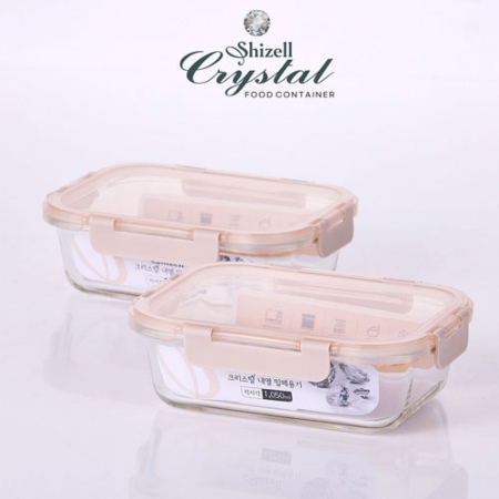 쉬젤 크리스탈 내열 밀폐용기 직사각 2종세트 (직사각1050ml*2ea) #2