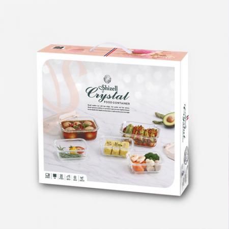 쉬젤 크리스탈 내열 밀폐용기 직사각 5종세트 (직사각400ml*3ea+640ml*2ea) #4