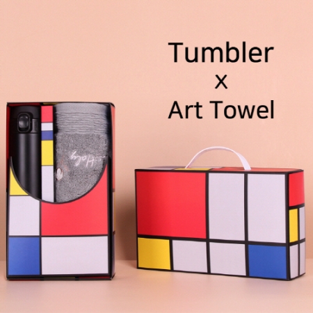 아트세트 모던 원터치 500ml 텀블러 + 에코홀리 웨이브 세면타올 세트 #2