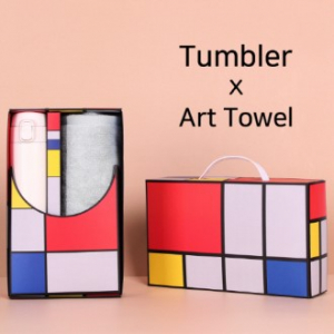 아트세트 모던 원터치 500ml 텀블러 + 뱀부 170 세면타올 세트