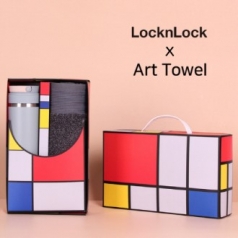 아트세트 락앤락 뉴메트로 투웨이 텀블러 355ml + 뱀부 멜란지 세면타올 세트