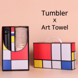 아트세트 모던 원터치 500ml 텀블러 + 코마 코튼 솔리드 세면타올 세트