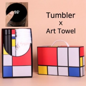 아트세트 스마트 온도계 500ml 텀블러 + 에코홀리 웨이브 세면타올 세트