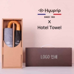 프리미엄 세트 협립 3단 슈퍼 암막 고밀도 원목 곡자 완전 자동우산 + 협립 호텔 코마 170 세면타올 세트